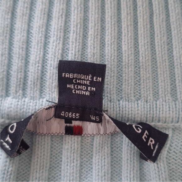 VTG Y2K Preppy Tommy Hilfiger Women's Light Blue Ribbed Henley Sweater Size 2X - Picture 7 of 8